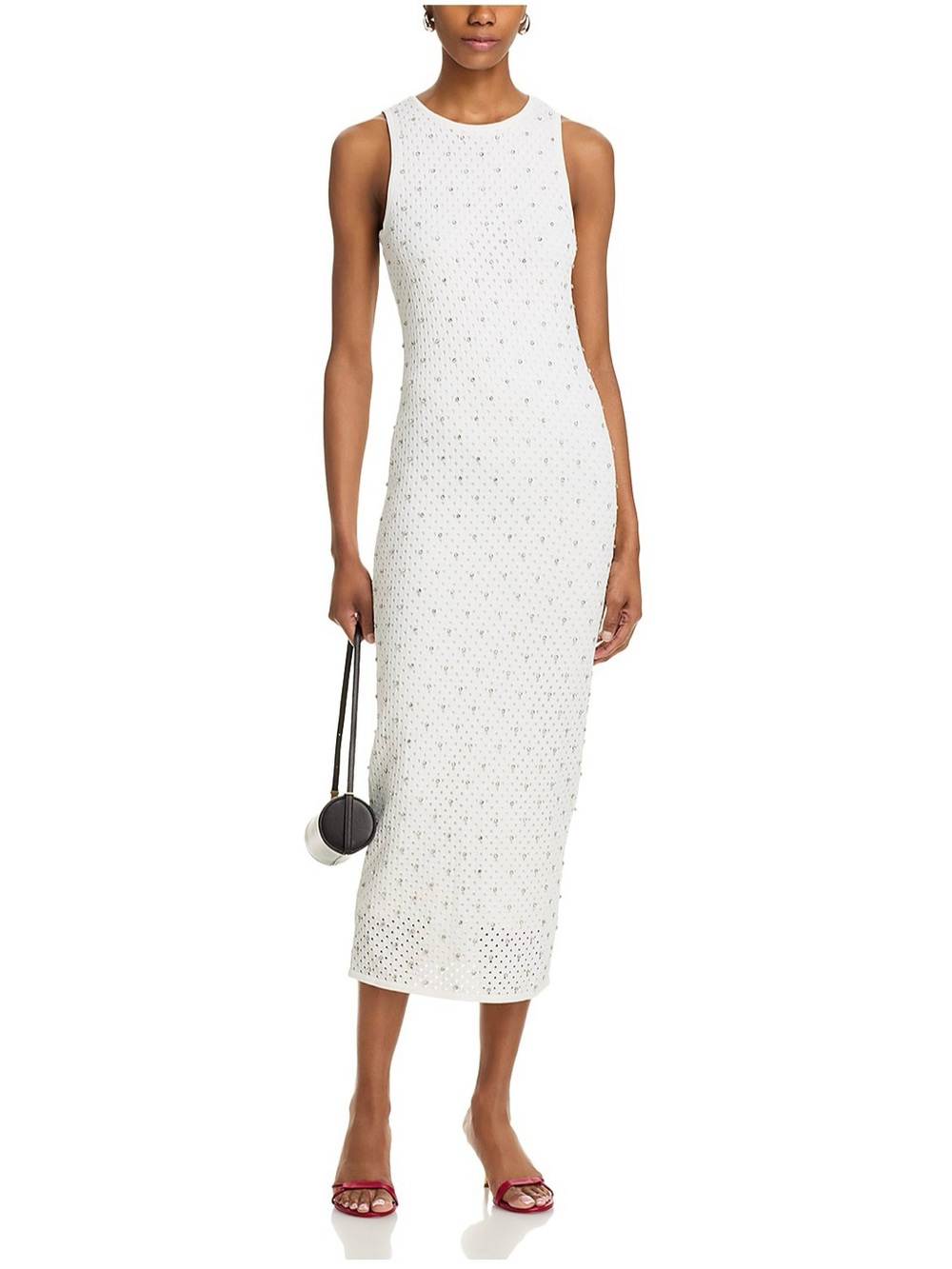 AQUA Rhinestone Knit Midi Dress
